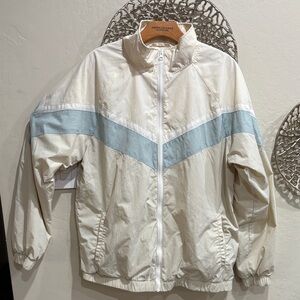 Original Use Cream and Light Blue Windbreaker